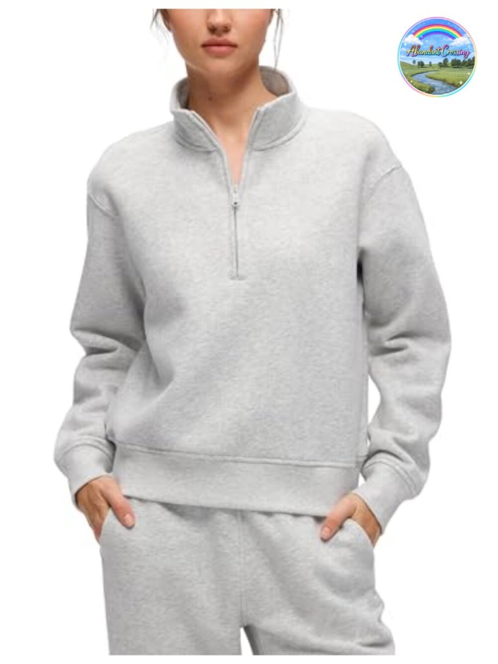Fleece Lined Half Zip Sweatshirt Cotton Blend Heavyweight